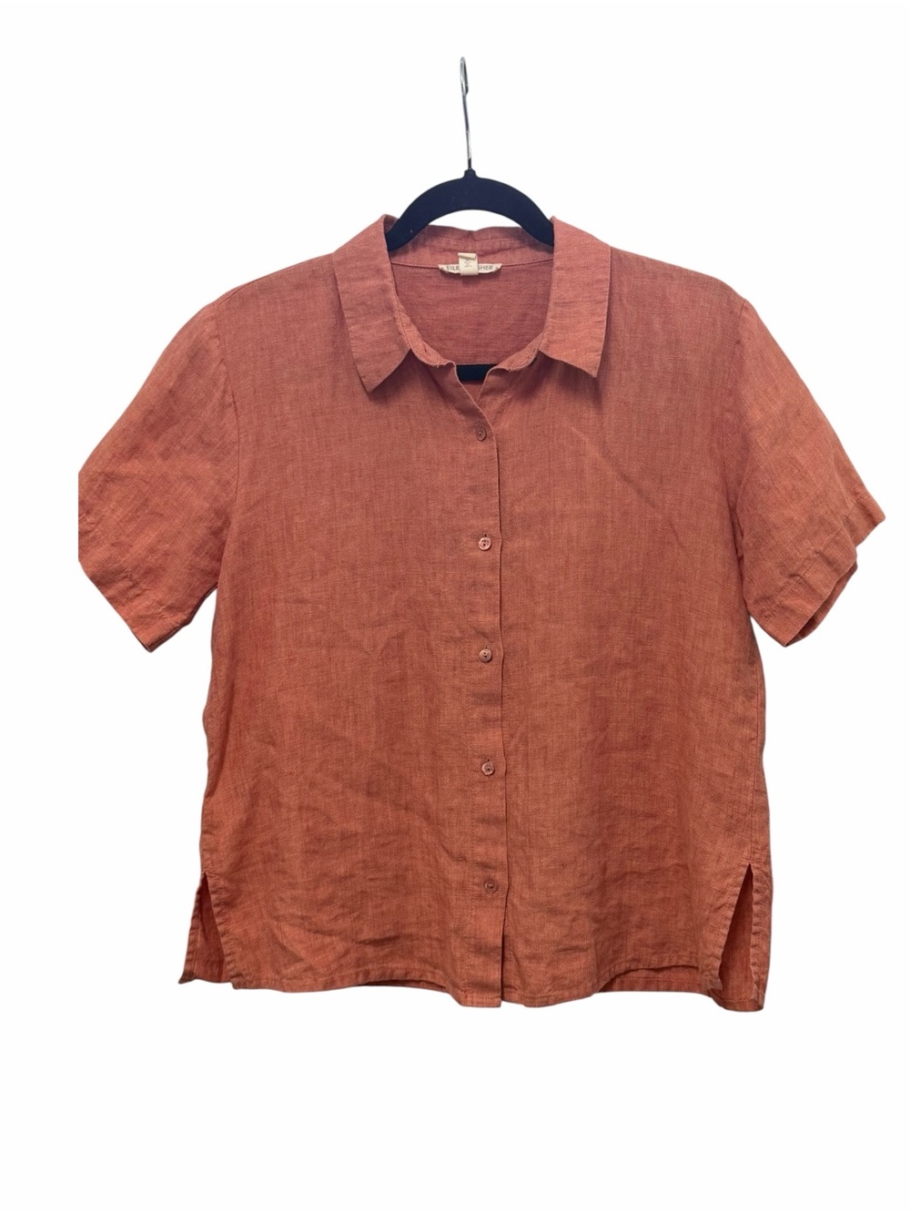 Eileen Fisher Organic Linen Button Front Shirt XXS